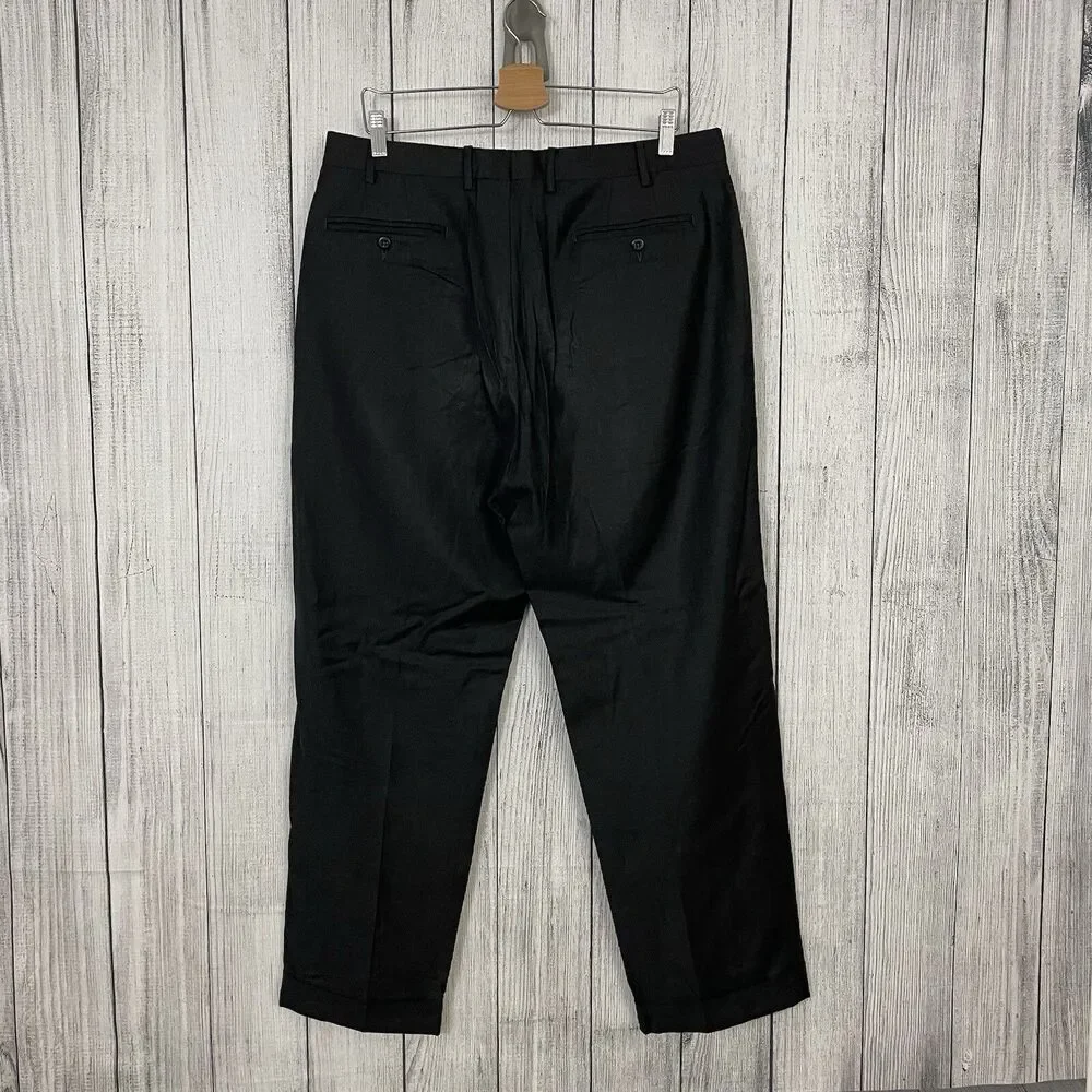 Zanella Todd Men's W36 x L30 Dark Grey Wool Flat Front Cuffed Dress Pants
